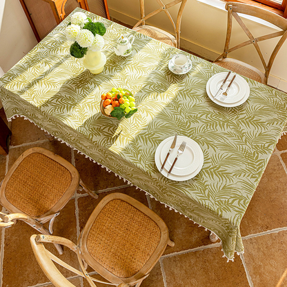 Jacquard Rural Leaf Tassel Tablecloth