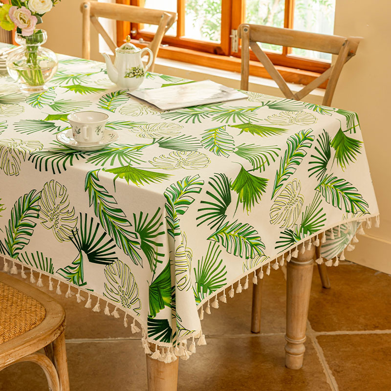 Tropical Leaf Tassel Soft Tablecloth