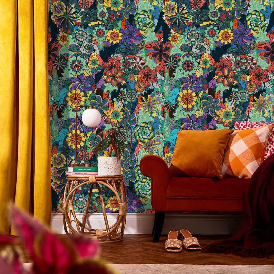 DIY Removable Bright Floral Decorative Wallpaper