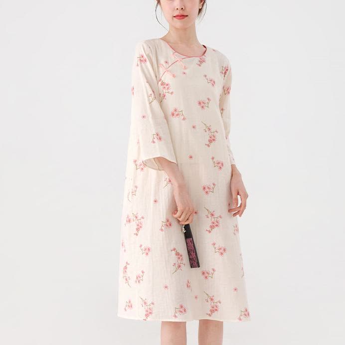 Plum Blossom Cotton Gauze Soft Nightdress