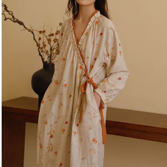 Cotton Gauze Rural Pomegranate Nightdress - L - image 0