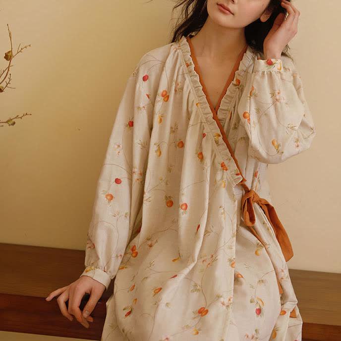 Cotton Gauze Rural Pomegranate Nightdress - image 6
