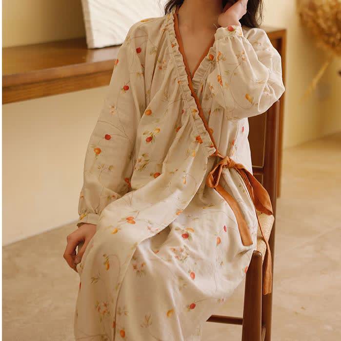 Cotton Gauze Rural Pomegranate Nightdress - image 5