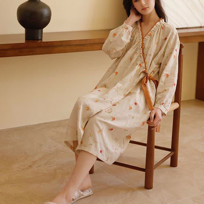 Cotton Gauze Rural Pomegranate Nightdress - image 3