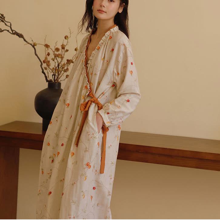 Cotton Gauze Rural Pomegranate Nightdress - image 4