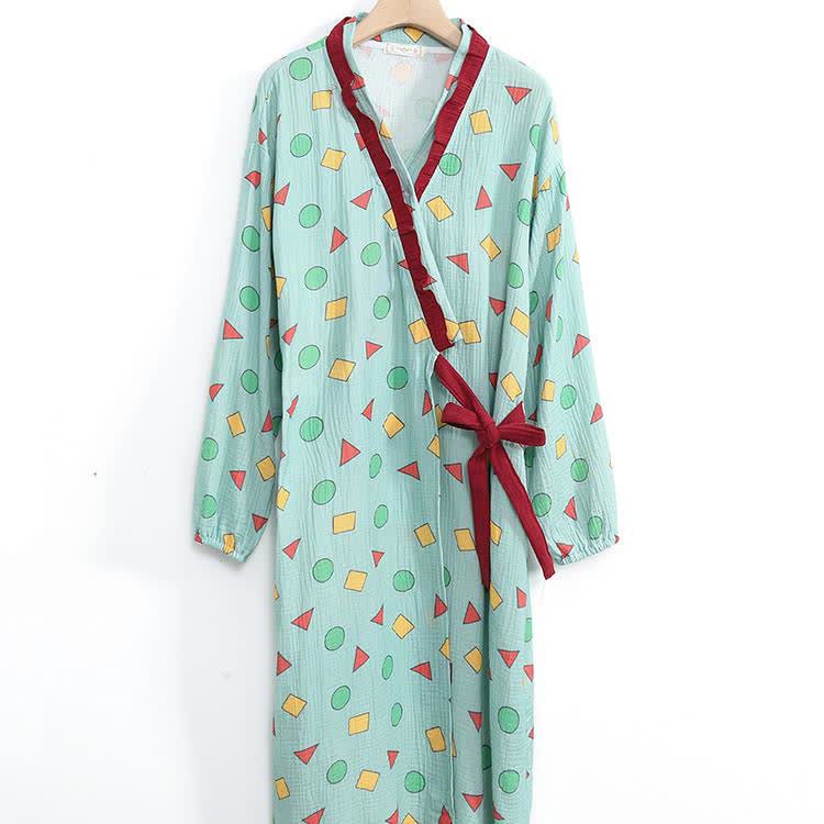 Plus Size Cotton Gauze Geometric Kimono Nightdress - image 4