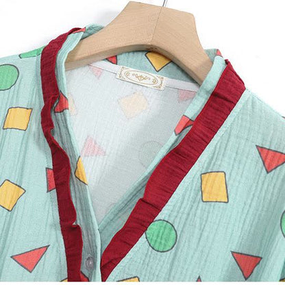 Plus Size Cotton Gauze Geometric Kimono Nightdress - image 5