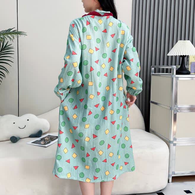 Plus Size Cotton Gauze Geometric Kimono Nightdress - image 2