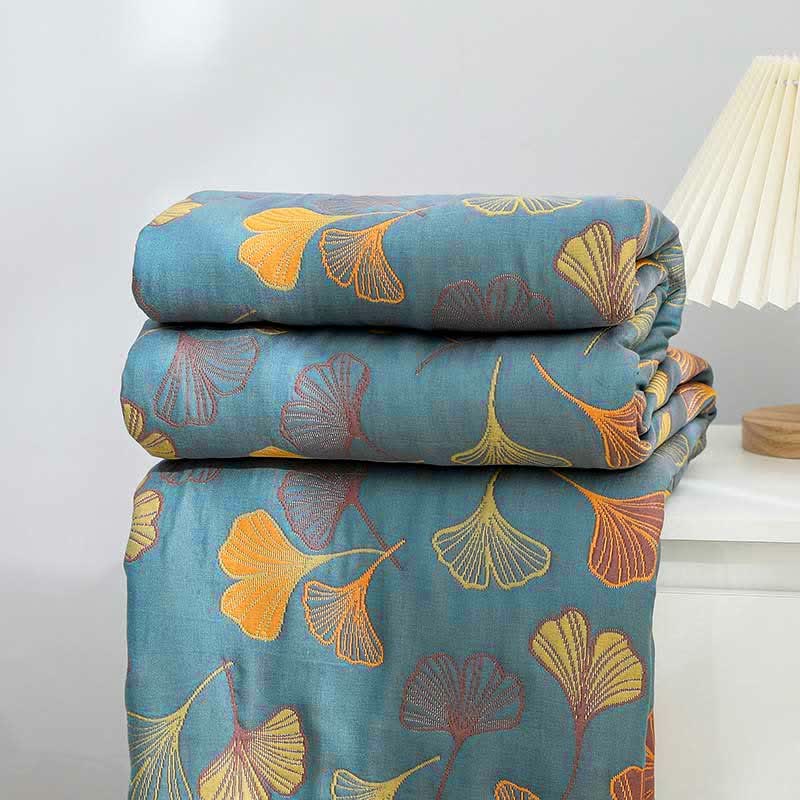 Ginkgo Leaf Pattern Cotton Reversible Quilt - image 6