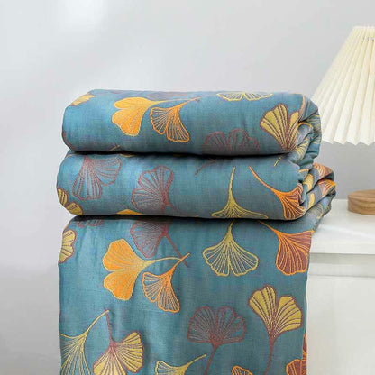 Ginkgo Leaf Pattern Cotton Reversible Quilt - image 6