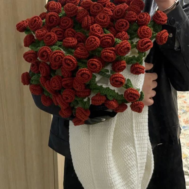Handmade Crochet Rose Blanket Bouquet