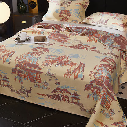 Landscape Three-layer Gauze Cooling Reversible Coverlet