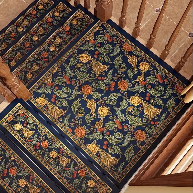 Diatom Mud Vintage Floral Cuttable Non-slip Stair Treads
