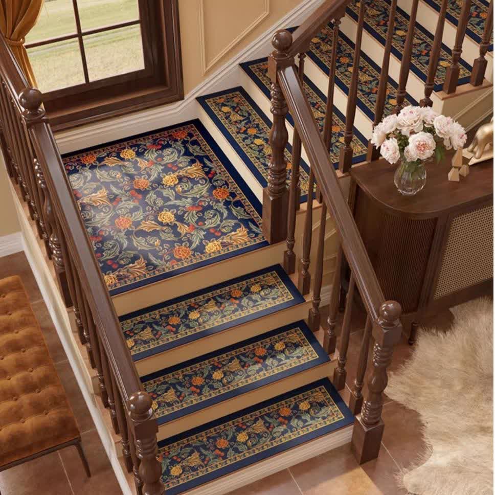 Diatom Mud Vintage Floral Cuttable Non-slip Stair Treads
