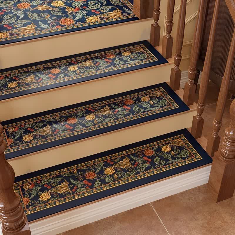 Diatom Mud Vintage Floral Cuttable Non-slip Stair Treads