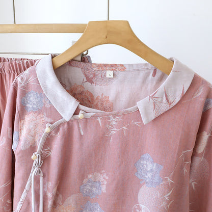 Vintage Floral Bamboo Cotton Pajama Set
