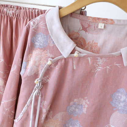 Vintage Floral Bamboo Cotton Pajama Set