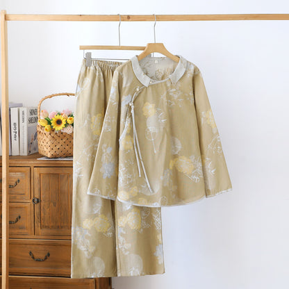 Vintage Floral Bamboo Cotton Pajama Set