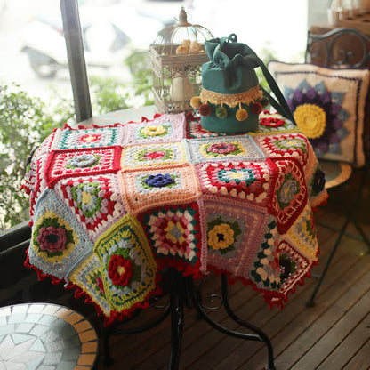 Elegant Floral Hand-woven Crochet Blanket
