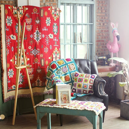 Rural Rose Hand-woven Crochet Sofa Blanket