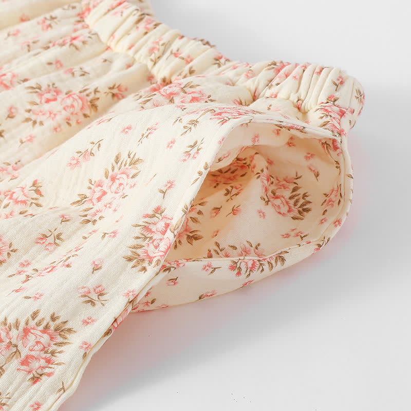 Cotton Double Gauze Floral Long Sleeve Loungewear Set