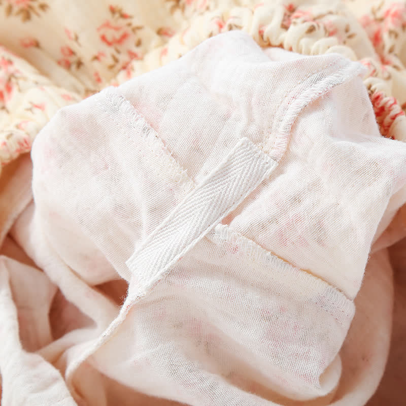 Cotton Double Gauze Floral Long Sleeve Loungewear Set