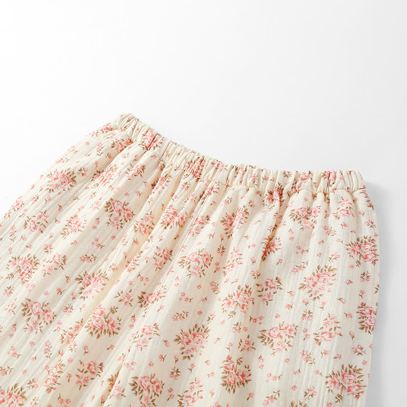 Cotton Double Gauze Floral Long Sleeve Loungewear Set