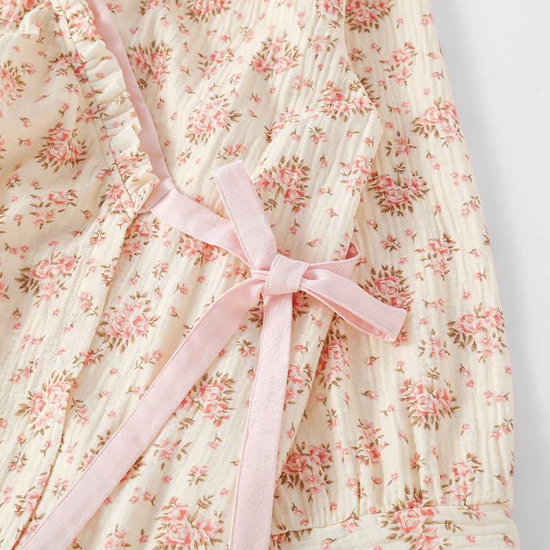 Cotton Double Gauze Floral Long Sleeve Loungewear Set