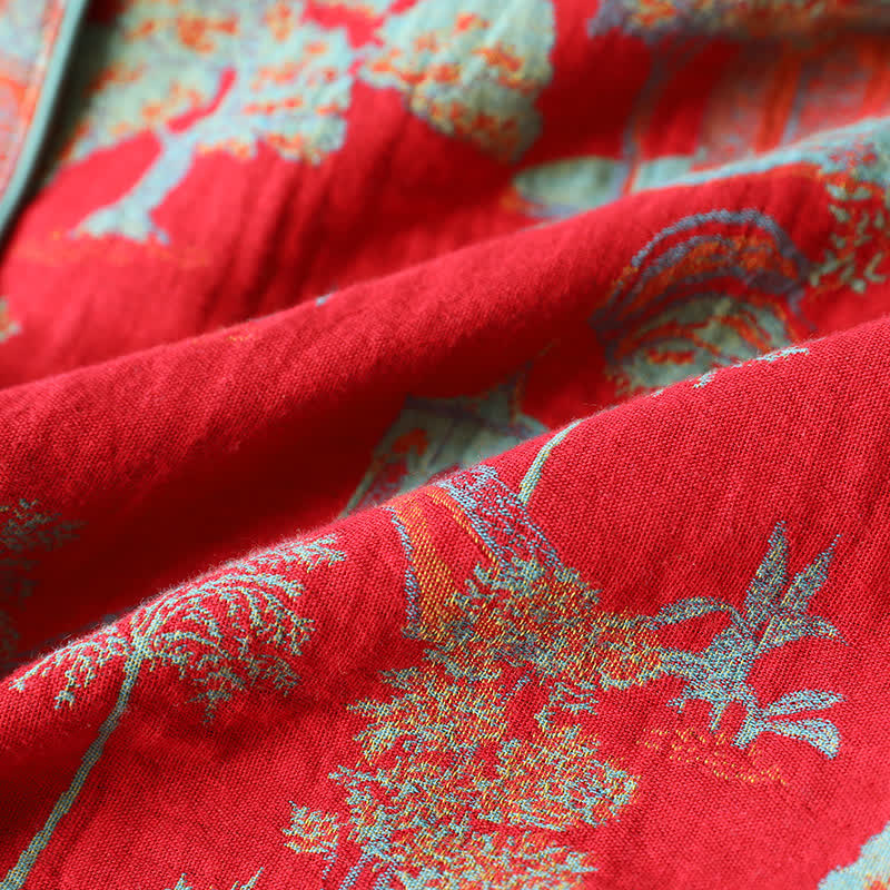Cotton Double Yarn Jacquard Tree Loungewear Set
