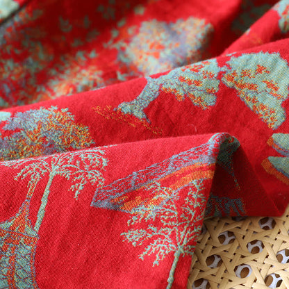Cotton Double Yarn Jacquard Tree Loungewear Set