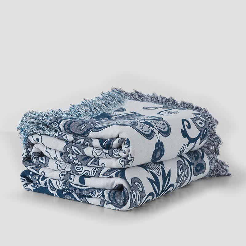 Bohemian Style Cotton Gauze Vine Tassel Quilt