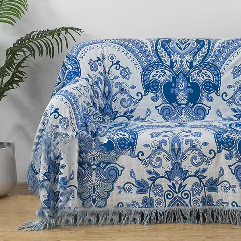 Bohemian Style Cotton Gauze Vine Tassel Quilt
