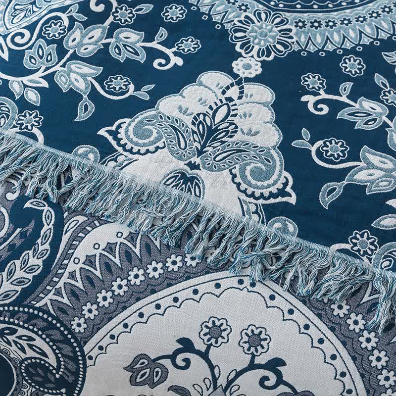 Bohemian Style Cotton Gauze Vine Tassel Quilt