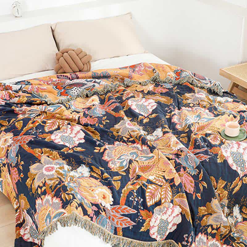Vintage Vine Branch Cotton Gauze Reversible Quilt