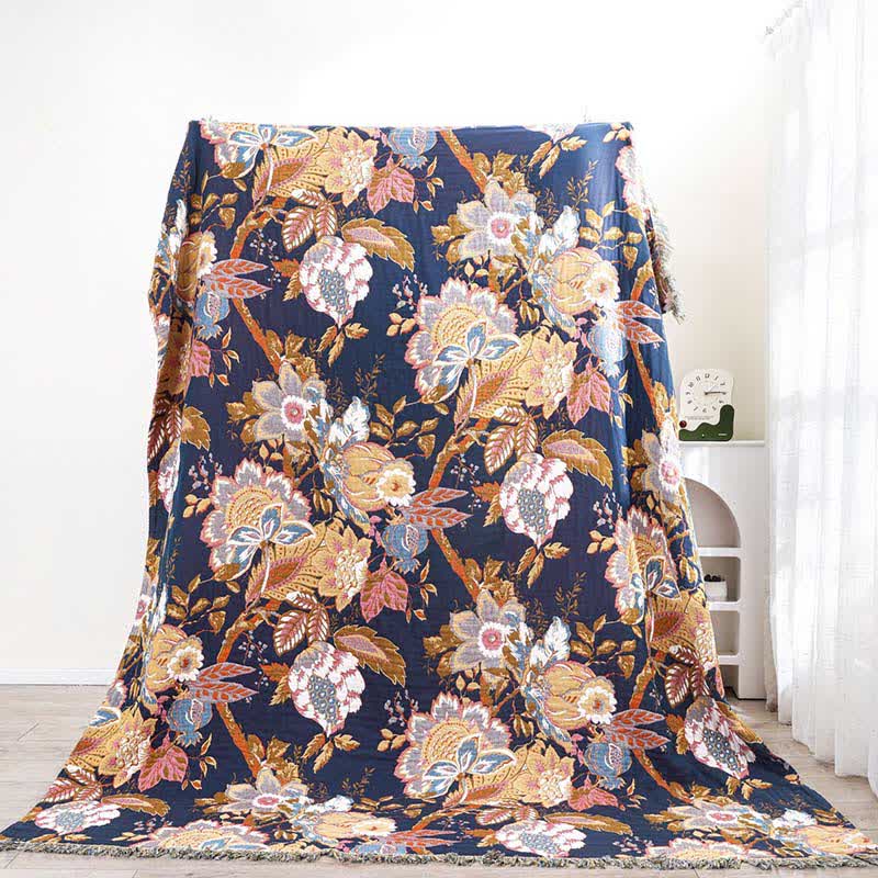 Vintage Vine Branch Cotton Gauze Reversible Quilt