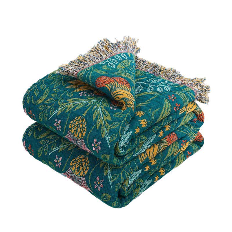 Flower Tassel Cotton Gauze Reversible Quilt