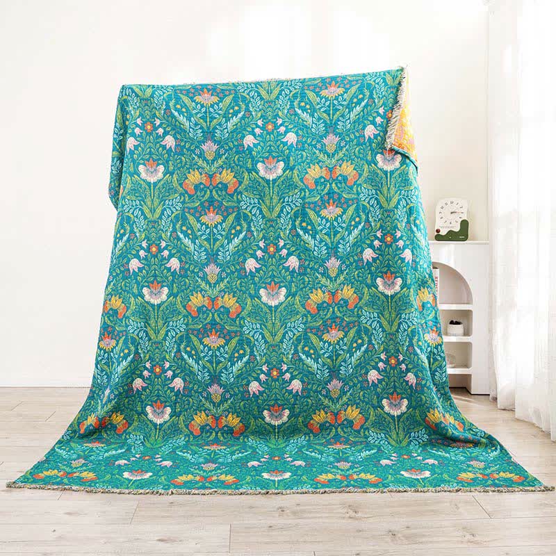 Flower Tassel Cotton Gauze Reversible Quilt