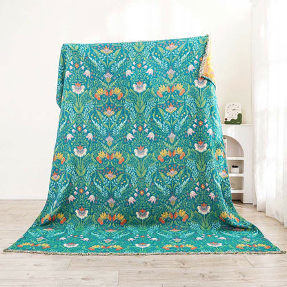Flower Tassel Cotton Gauze Reversible Quilt