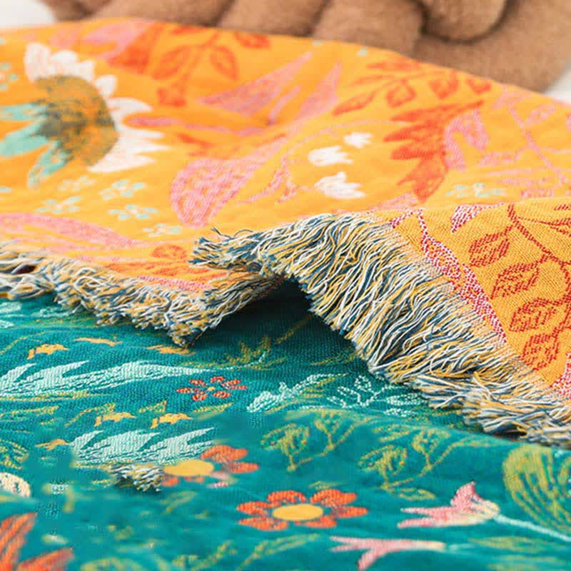 Flower Tassel Cotton Gauze Reversible Quilt