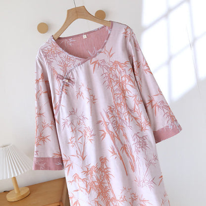 Vintage Jacquard Bamboo Cotton Gauze Nightgown
