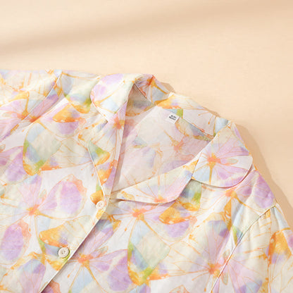 Cotton Butterfly Print Short Sleeve Loungewear Set