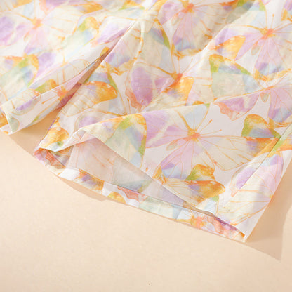 Cotton Butterfly Print Short Sleeve Loungewear Set