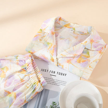 Cotton Butterfly Print Short Sleeve Loungewear Set