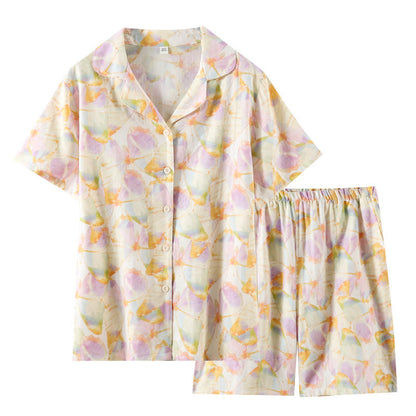 Cotton Butterfly Print Short Sleeve Loungewear Set