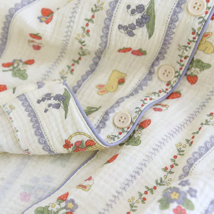 Cartoon Rabbit Cotton Short Sleeve Loungewear Set