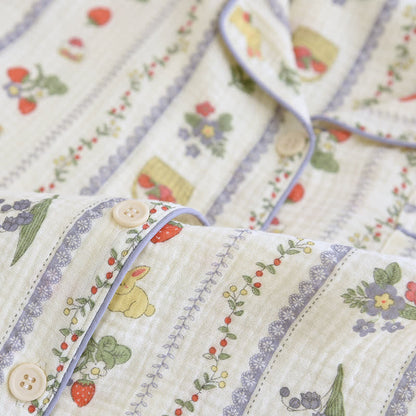 Cartoon Rabbit Cotton Short Sleeve Loungewear Set