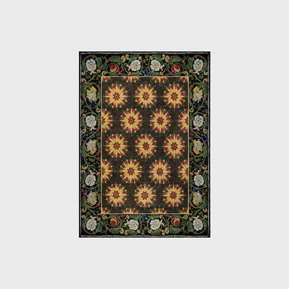 Floral Water Resistant Washable Anti-slip Area Rug