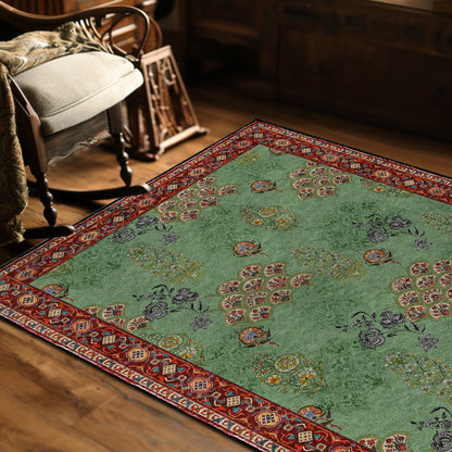 Washable Vintage Floral Anti-slip Area Rug