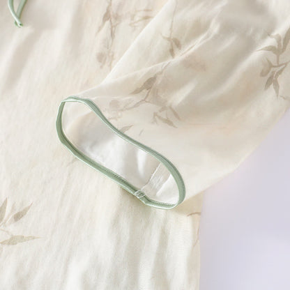 Vintage Bamboo Print Bamboo Fiber Pajama Set