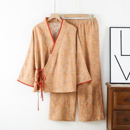 Vintage Cotton Gauze Loose Tie Loungewear Set